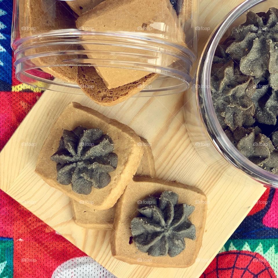 Assorted homebake cookies in different sweet and savoury flavours 