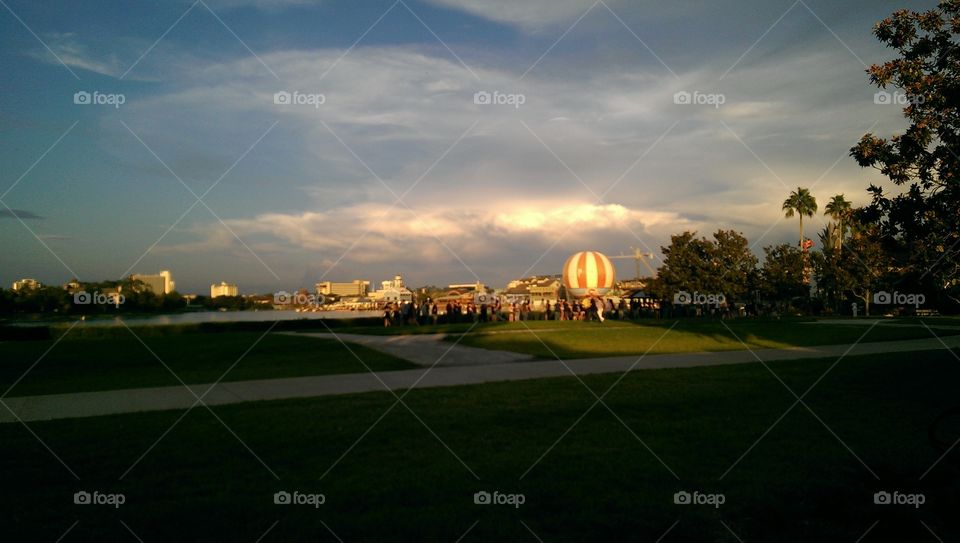 golden hour at downtown Disney