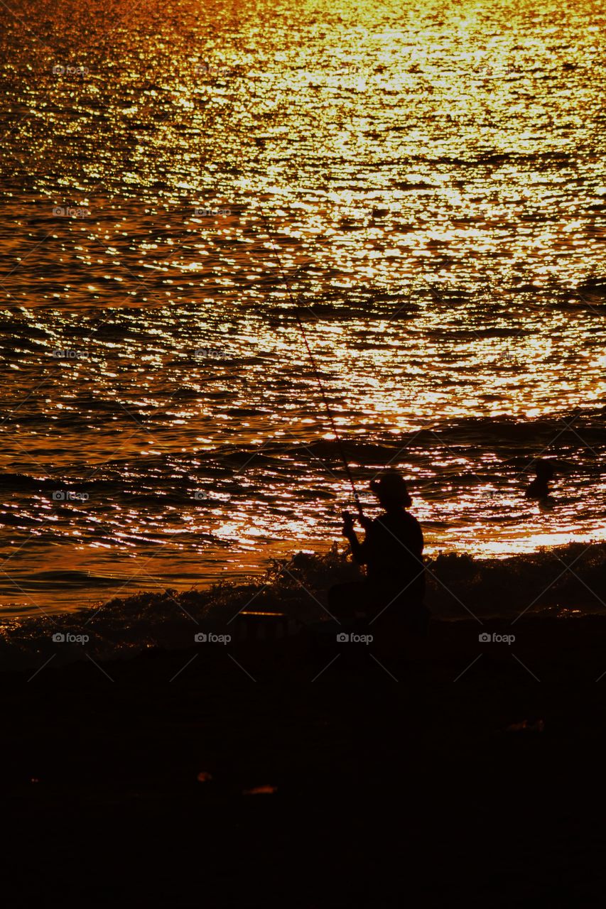 fishing in the sunset in Alanya turkey