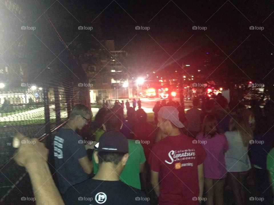 2AM and the fire alarm goes off at a university residence hall, 4 fire trucks show up
