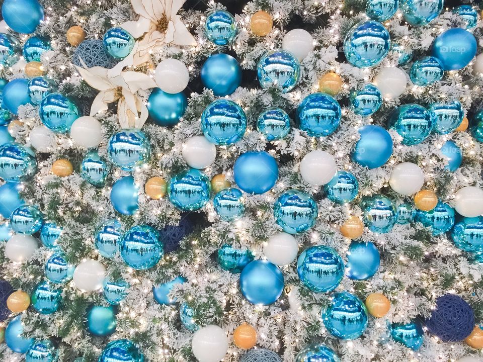 A huge Christmas tree covered with ornaments at the mall Emporia in Malmö, Sweden.