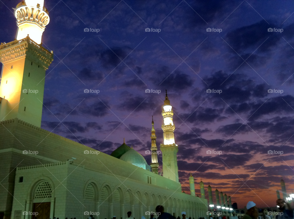 sunrise cloudy mosque pray by majed