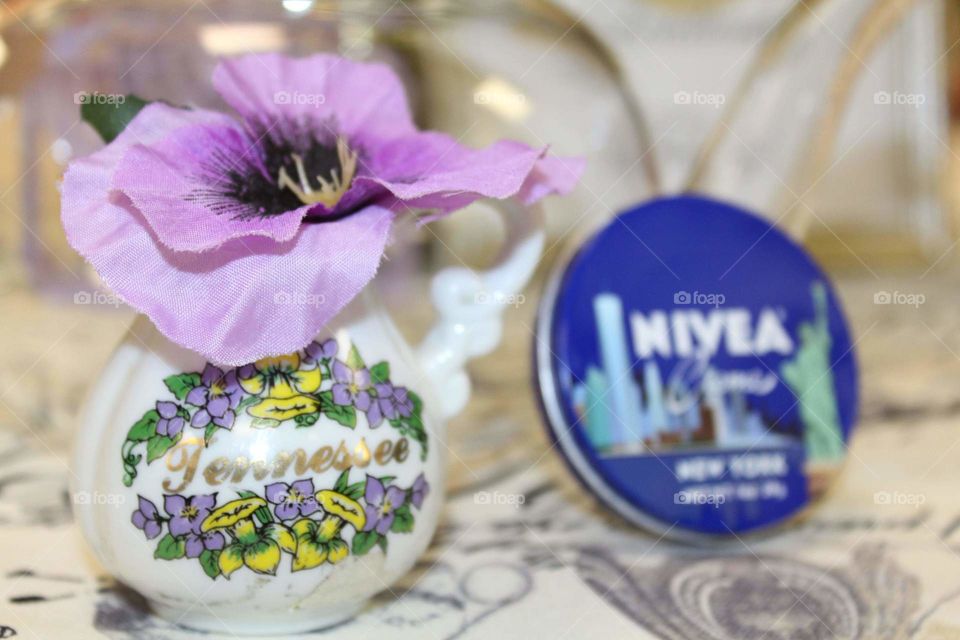 Tea time with Nivea, complemented by a beautiful purple flower