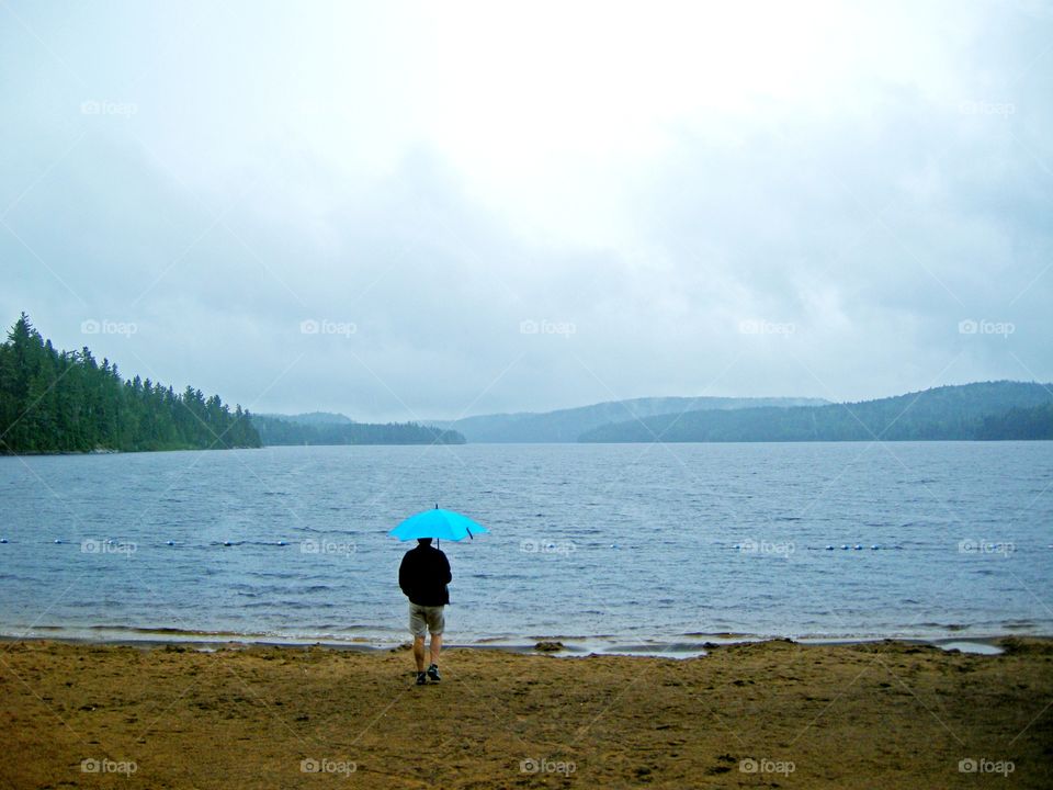 Rainy day on the beach.