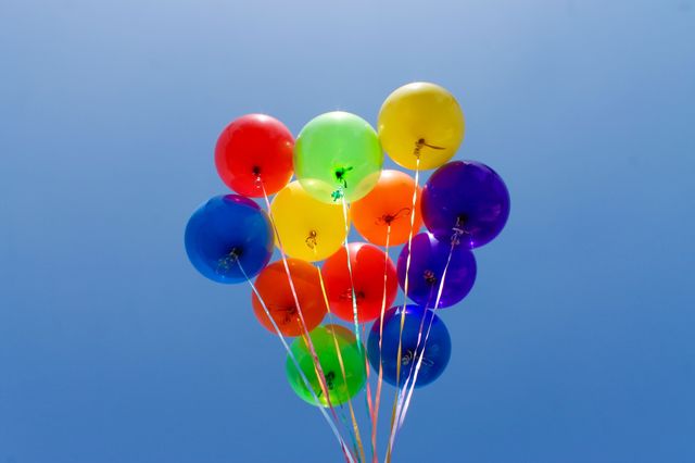 Flying balloons in the sky