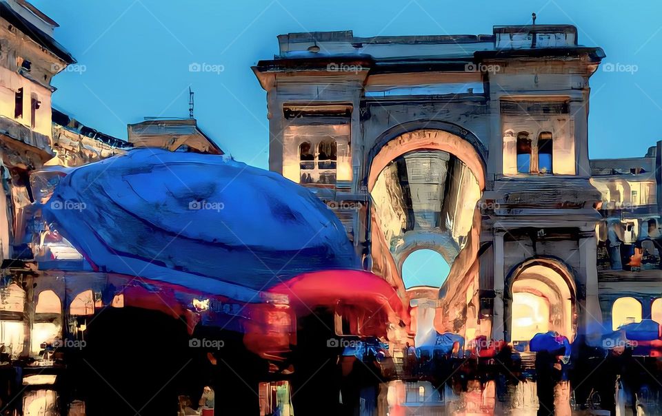 Umbrella facing off the gallery