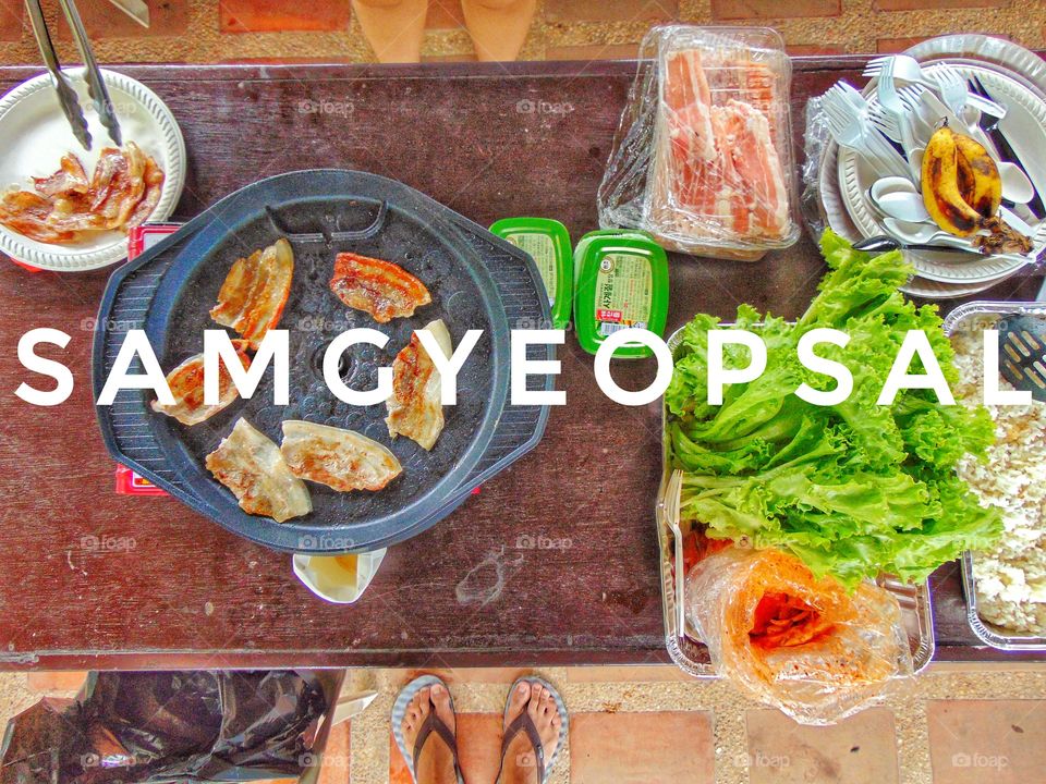 a photo of the ingredients in making samgyeopsal