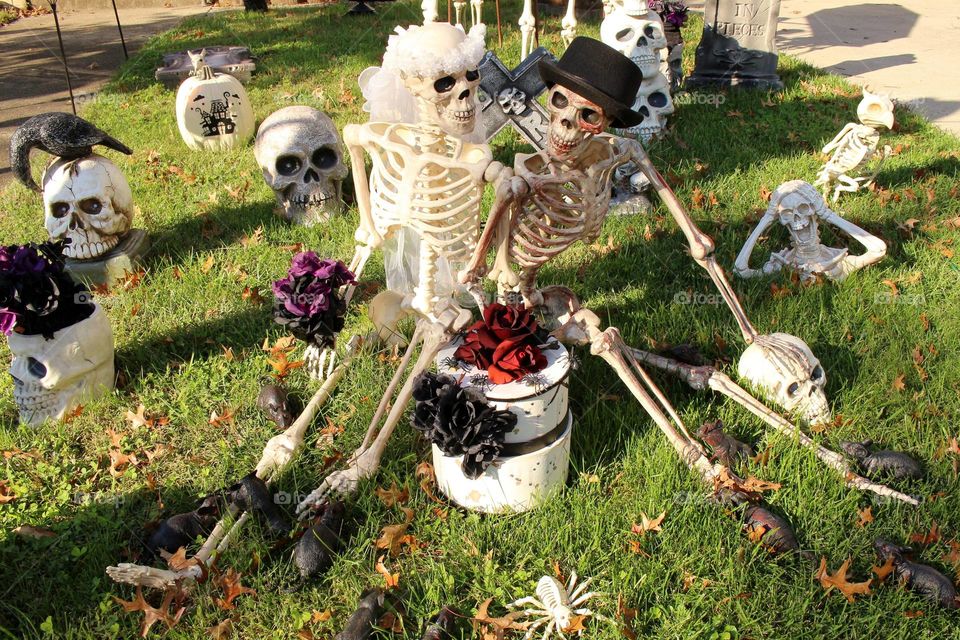 Skeleton Bride and Groom Halloween decorations