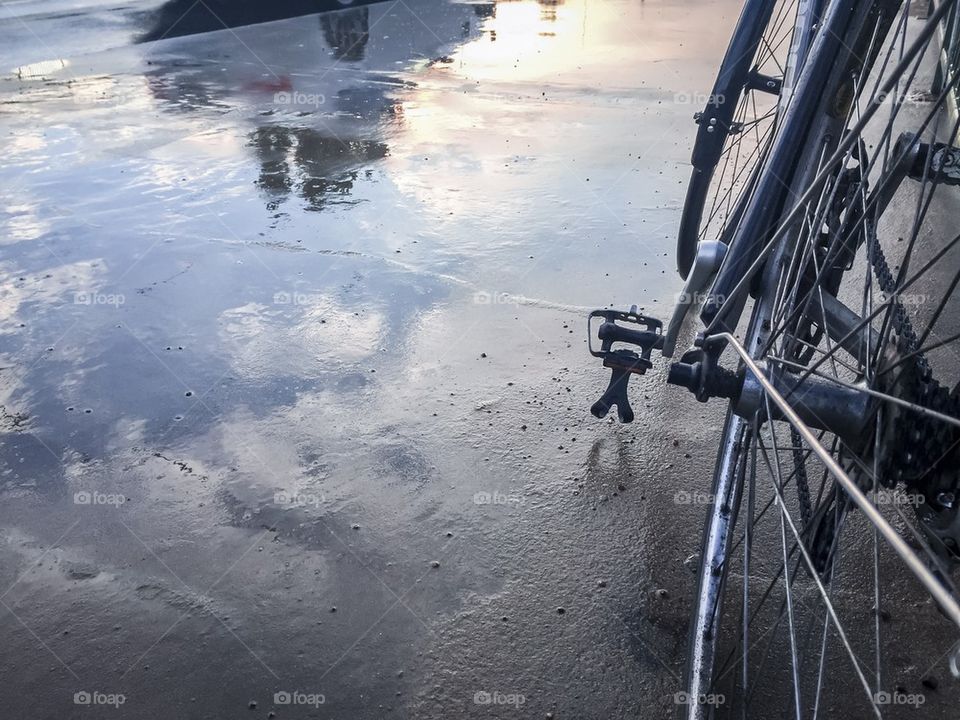 Wet street with reflections