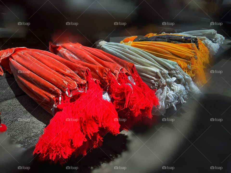 colorful accessories for temple in Bali