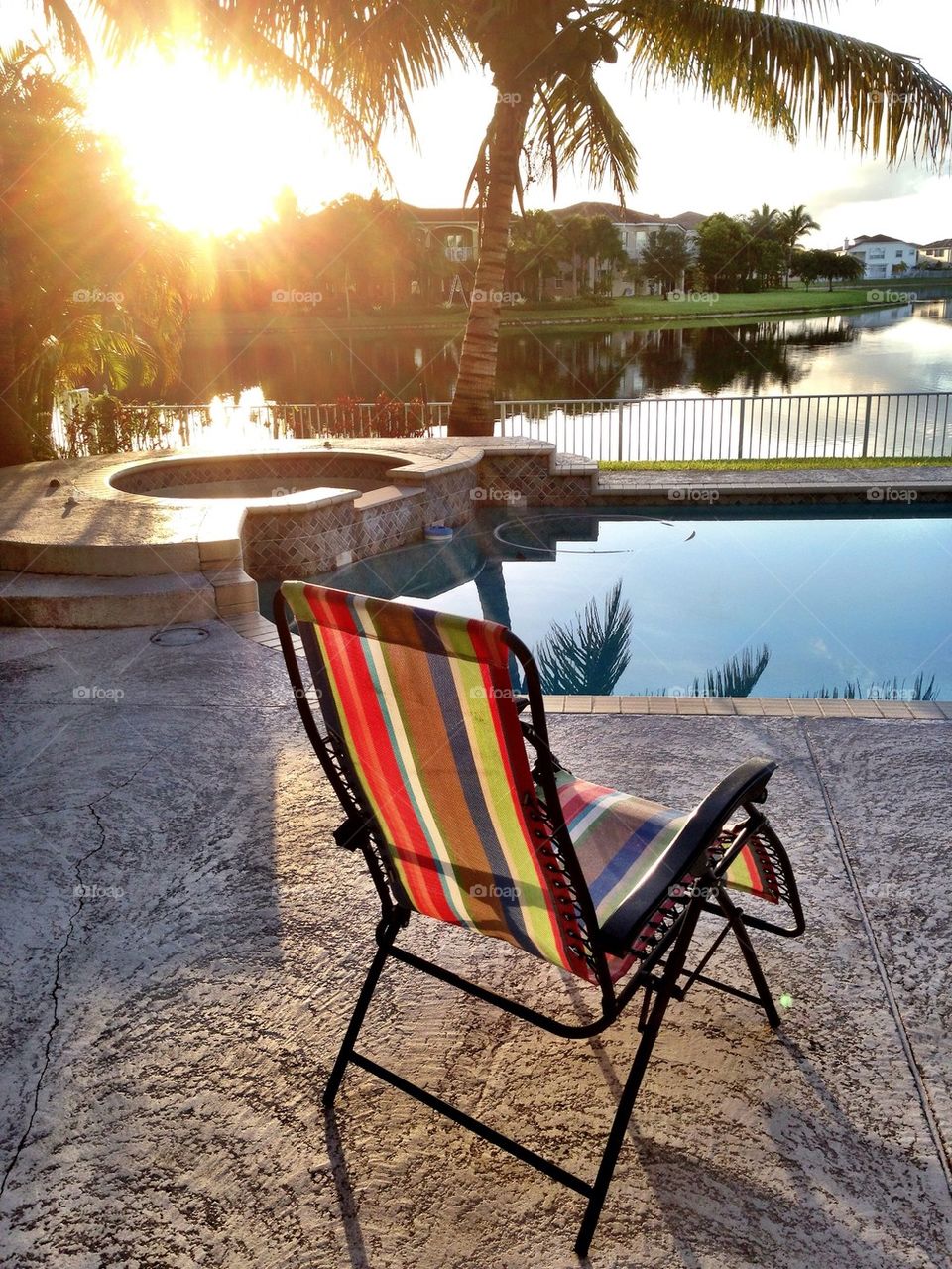 Lounge chair by pool