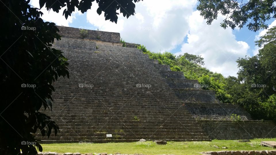 Steps leading up to ruins, Mexico, Yucatan peninsula, Uxmal ruins
