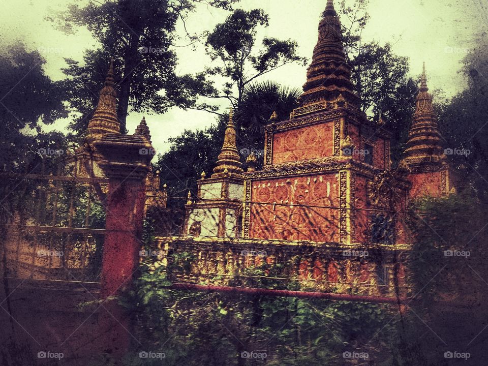 Temples near Phnom Penh in Cambodia -  reminders of time past as always, at the Mekong river banks