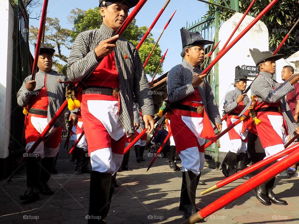Carnival by wearing typical clothes from the city of Yogyakarta