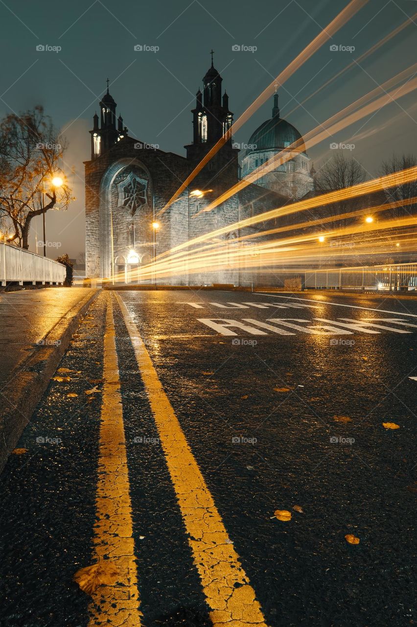 Night scene with Galway cathedral in Ireland