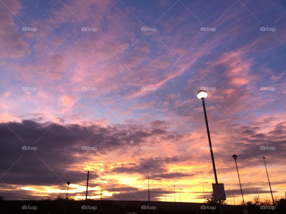 Sky and sunset over Dagenham, England.