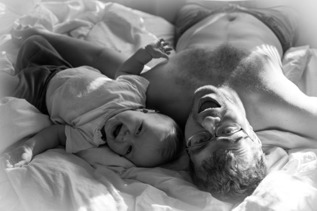 happiness . father and son