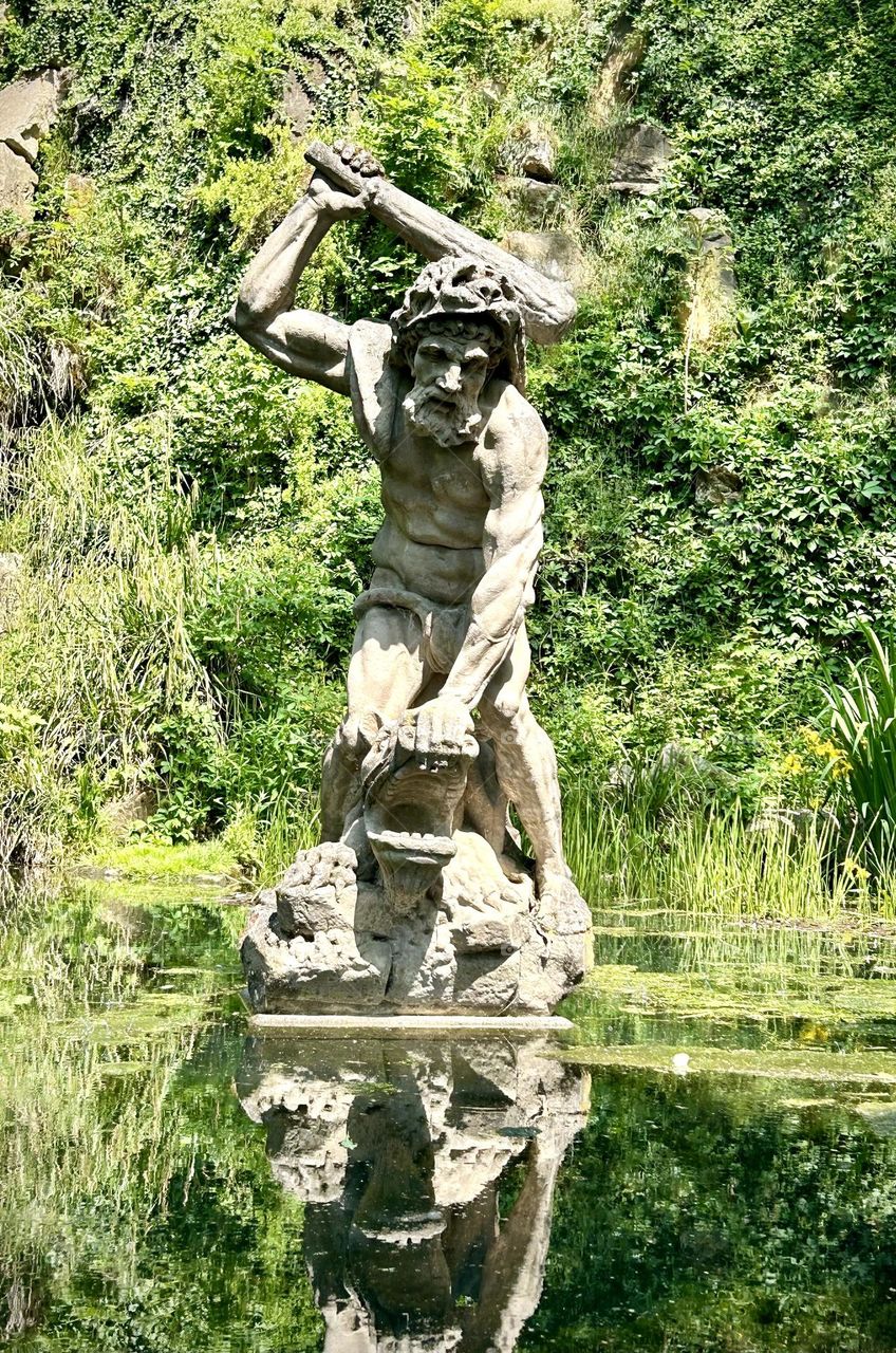 Statue fountain , Prague May 2023 .