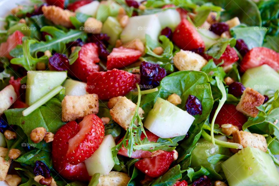 Close-up of spinach salad