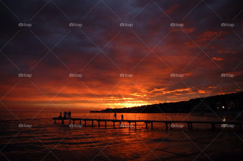 beach blue red sunset by munda.net
