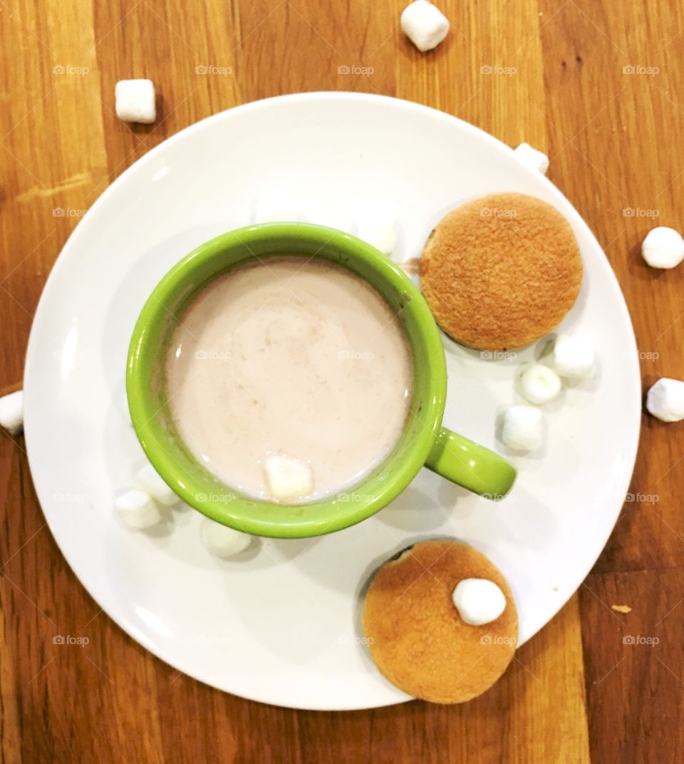 Close up of hot chocolate with mini marshmallows