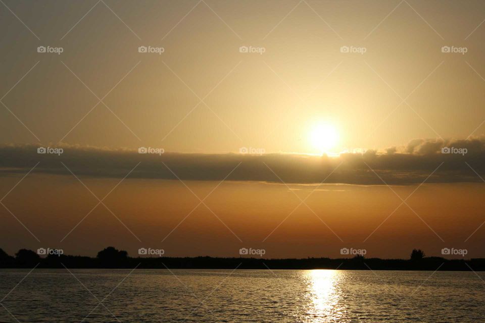 sunset on the lake. Fusaro Lake (Napoli)