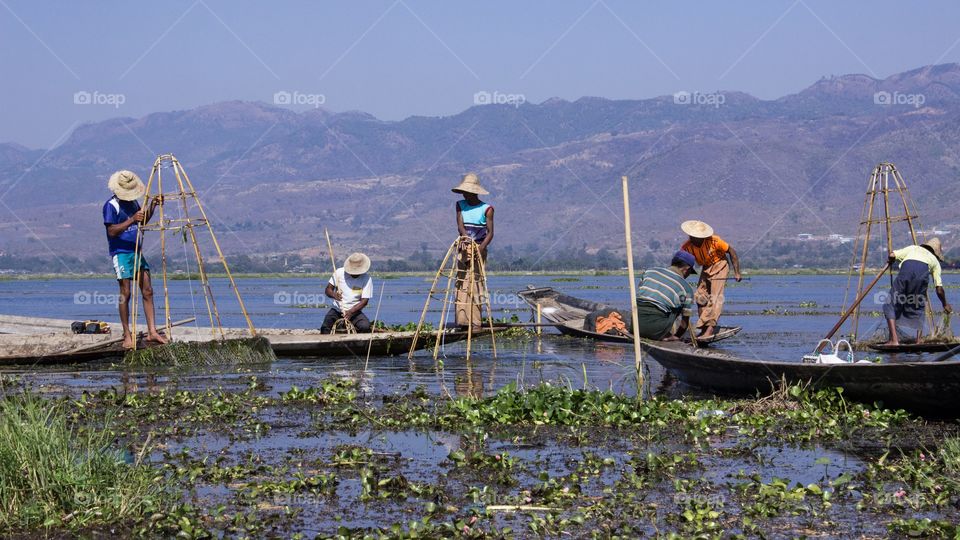Fishermen on the Inle lake, Myanmar.