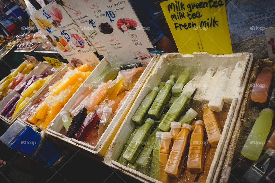 Drinks for sale at a Thai night market, Chiang Mai 