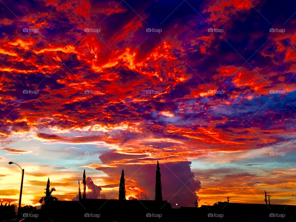 Dramatic clouds at sunset