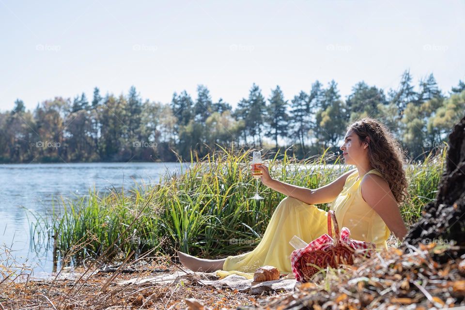 woman on picnic