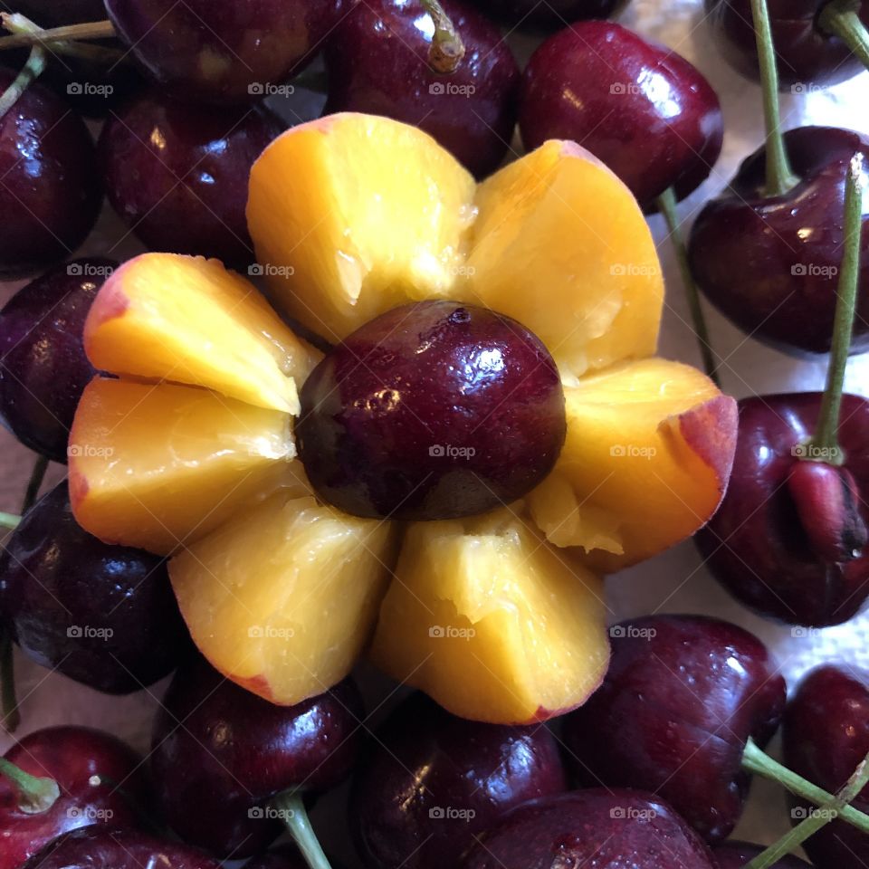 Peach and Cherries Fruit Tray