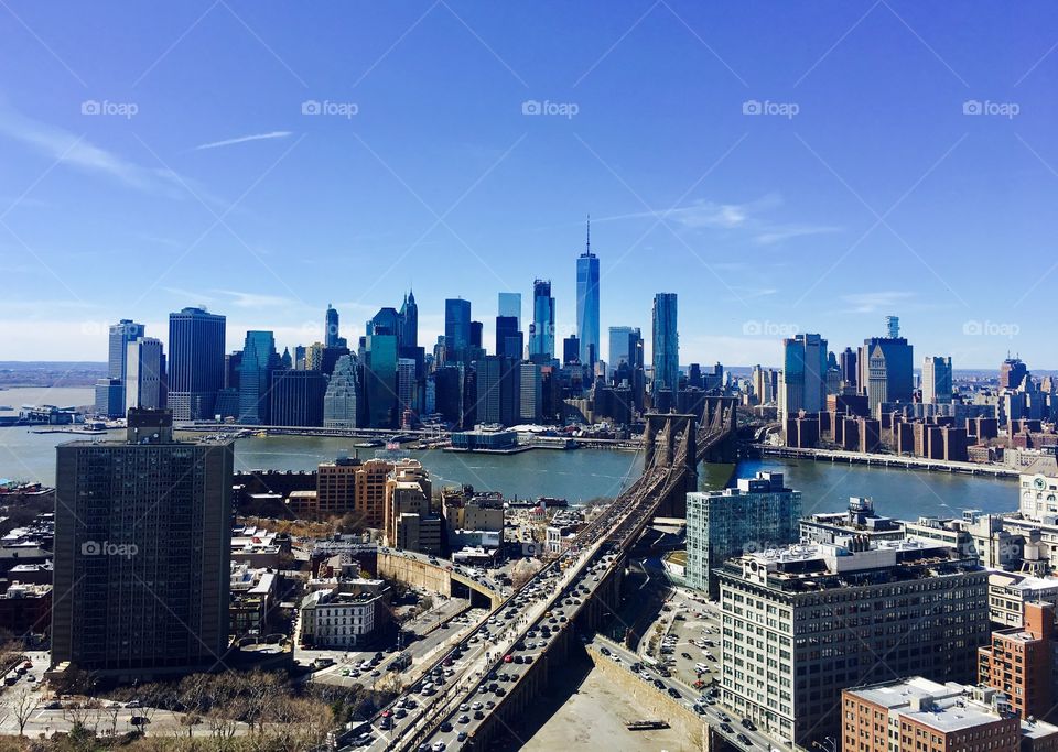 Brooklyn Bridge and lower Manhattan skyline