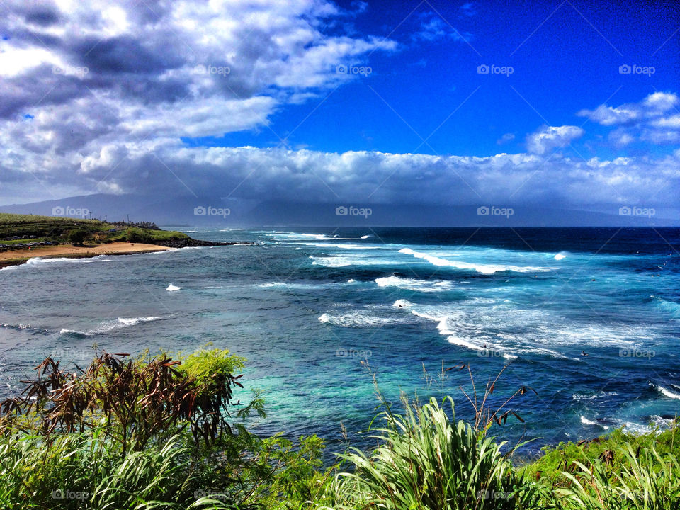 beach sky blue hawaii by Blakekbrown