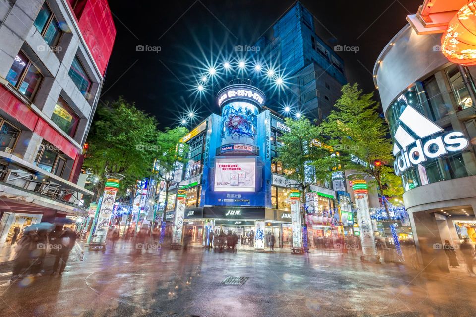 Shopping center in Taipei night market street