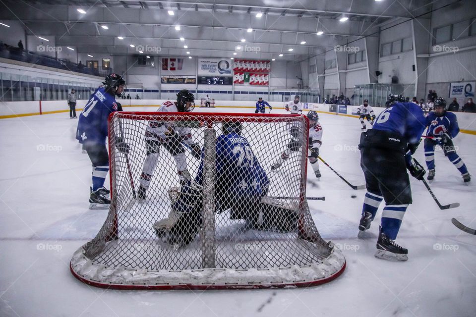 Taking a shot, ice hockey game moment