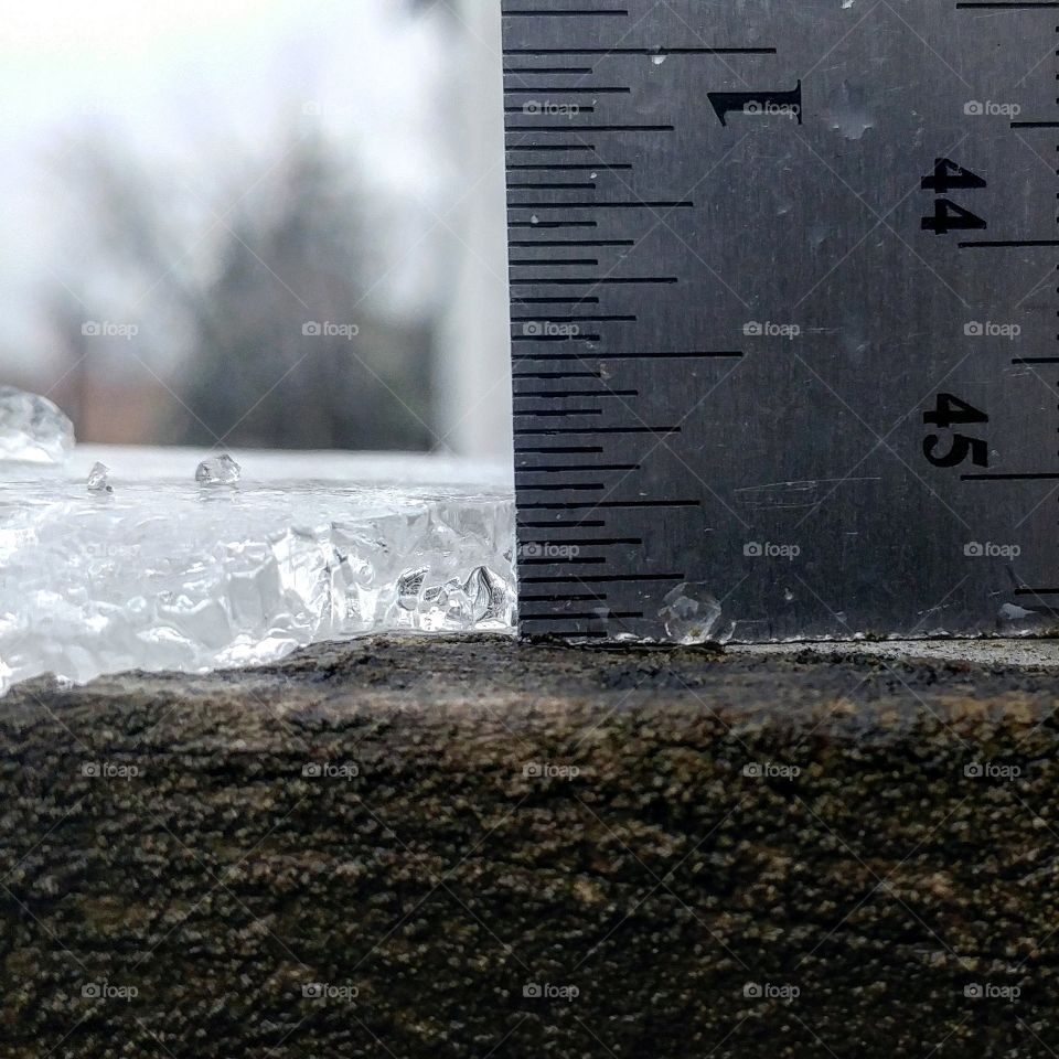 Jan 2015: A winter storm brought 1/4 inch of Ice from freezing rain on my back deck in St. Louis City, Missouri