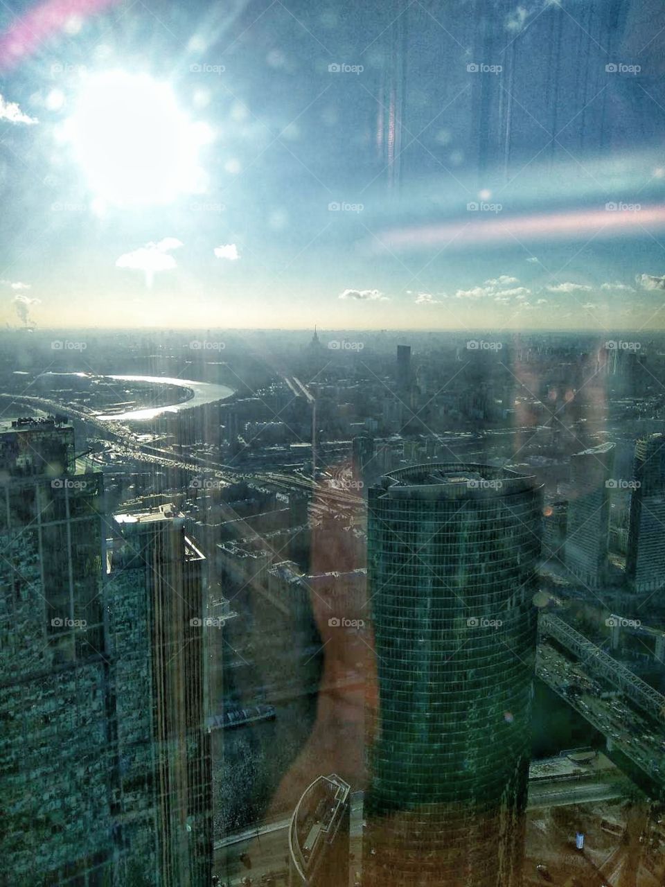 Panorama of the sunny city