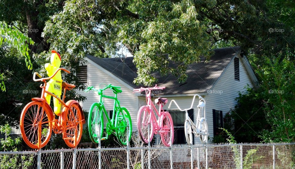 Bikes on a fence