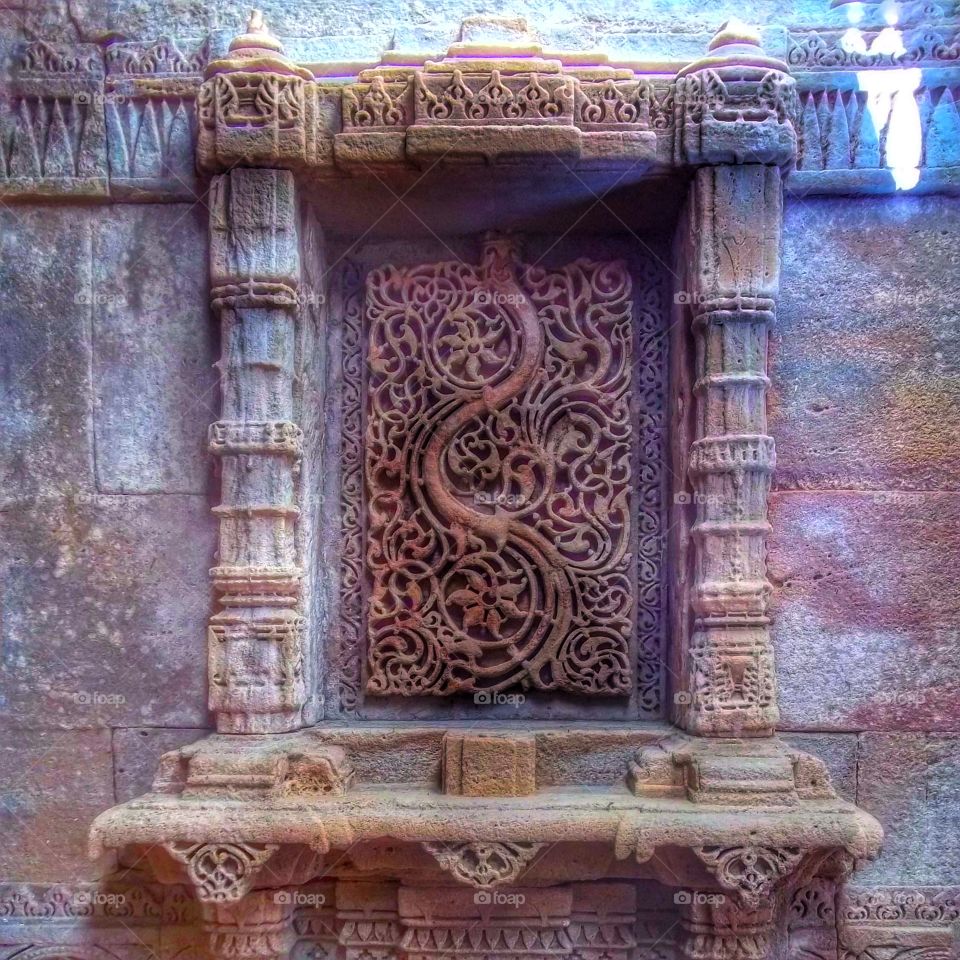 Carving at Ancient Well of Adalaj