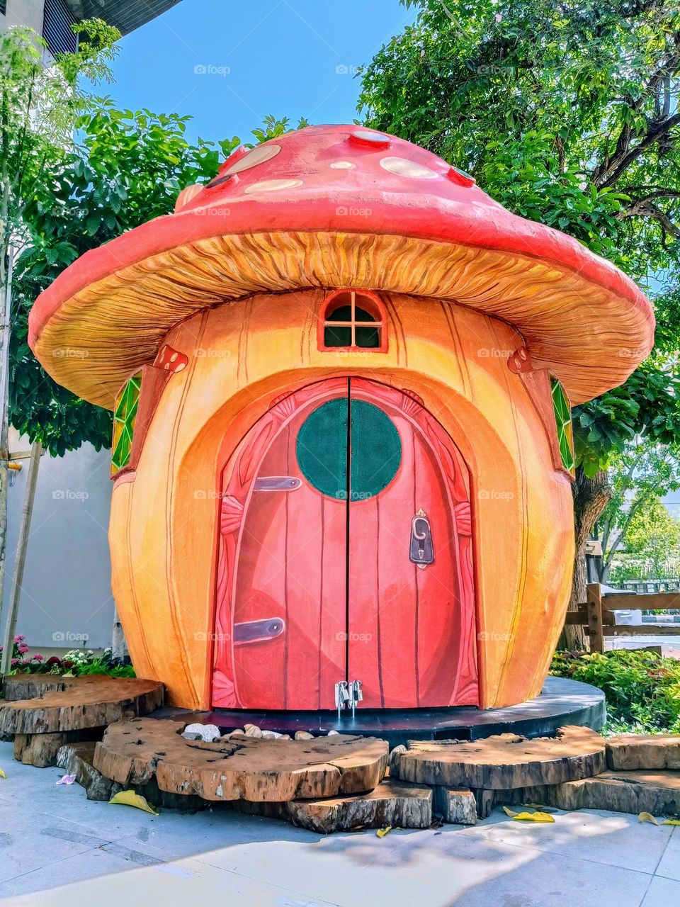The beautiful mushroom hut in Enoki Garden, Penang.
