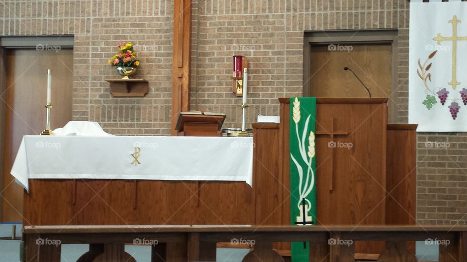 ELCA Luther Church Altar. Taken before Sunday morning service.