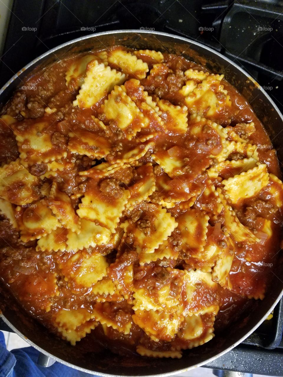 Ravioli with meet sauce , homemade