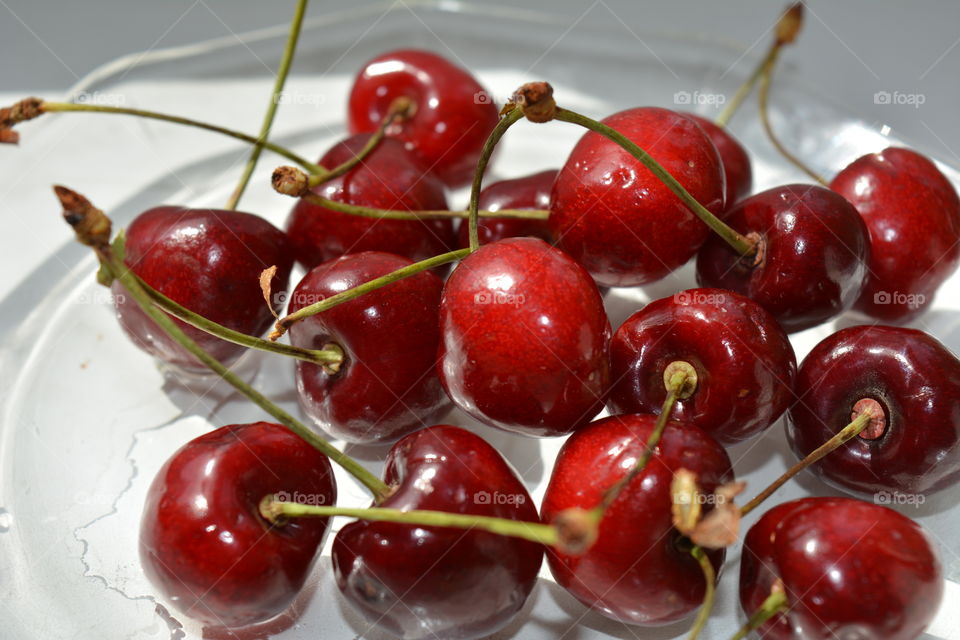 red cherry summer food on a plate