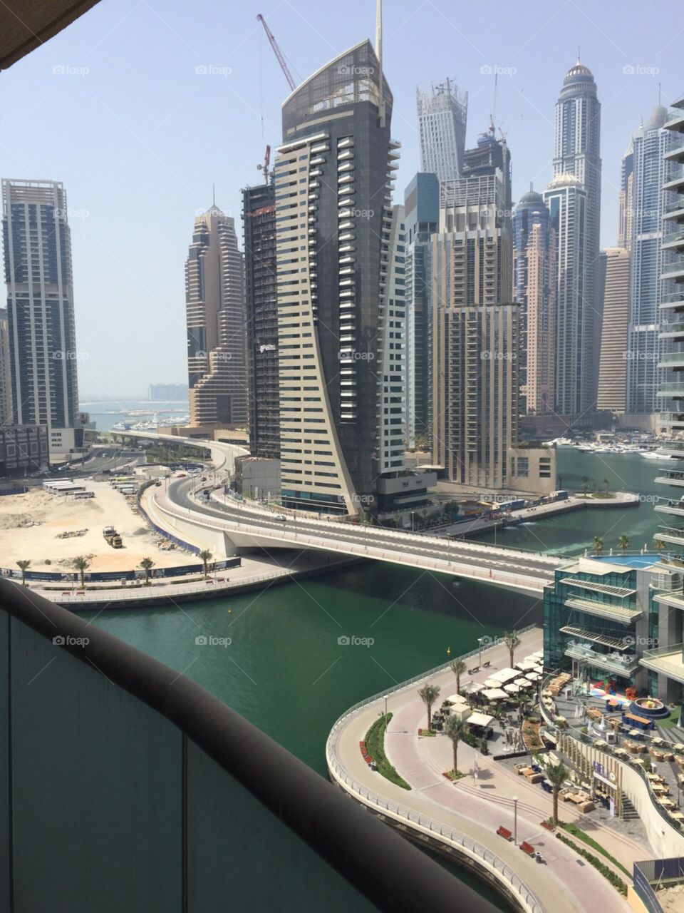 Dubai marina view . Dubai marina west avenue pool 