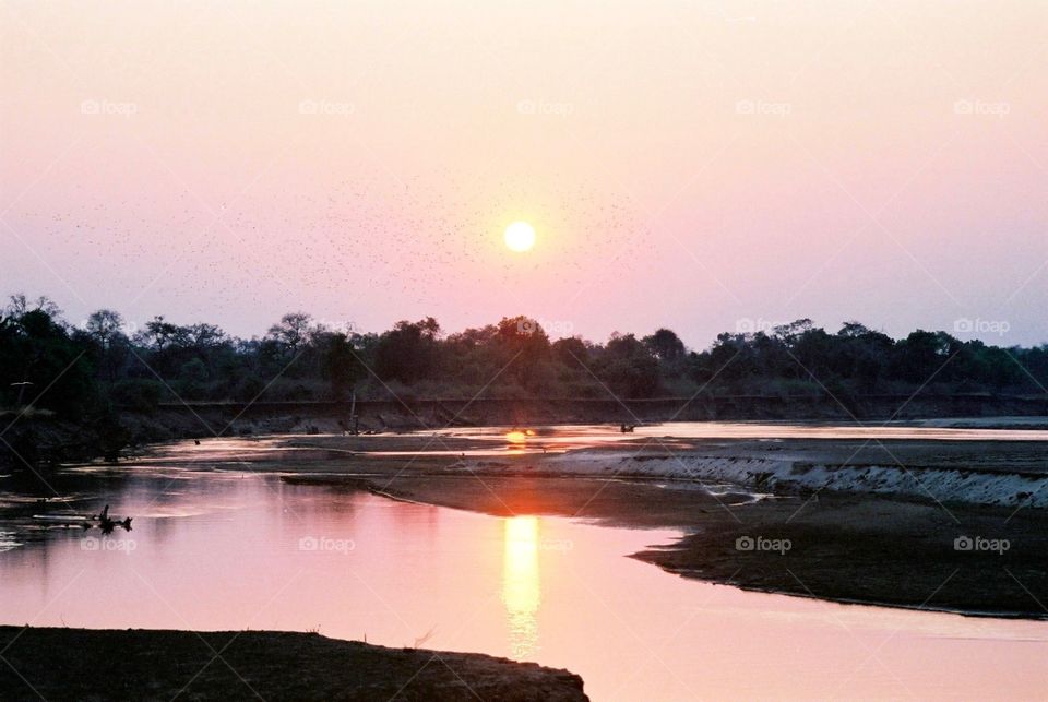 African river sunset, Zambia