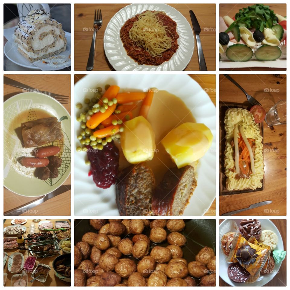 Variety of delicious cuisine collage