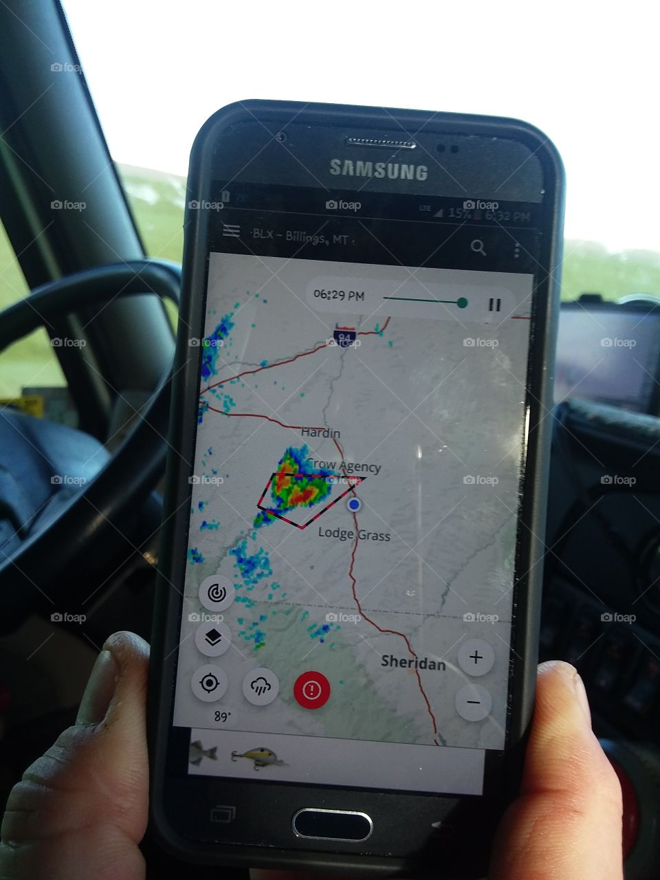 Weather App showing a Storm Ahead