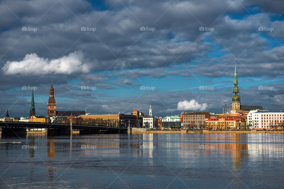 Panoramic view on old city Riga, Latvia