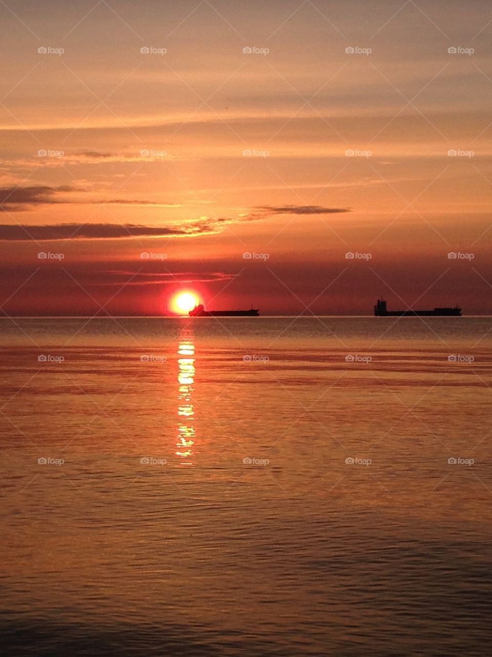 Beautiful sunrise over the sea. Poland trojmiasto 