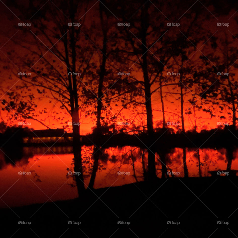 Red Crimson 100 % coverage. Peaceful becalm conditions. Beautiful. Gorgeous. This Sunset represents Beauty. 